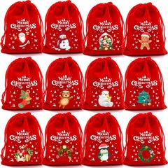 クリスマスベルベットバッグ、大きなキャンディギフトバッグ、クリスマスベルベット巾着ポケット、植毛ベルベット