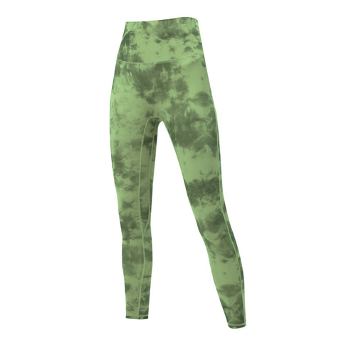 Ningbo Yuancheng European and American tie-dyed peach fitness pants double-sided brushed high-waist hip-lifting elastic spring and summer yoga pants for outer wear