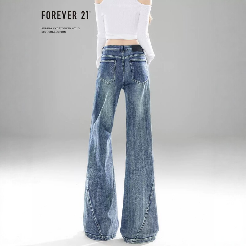 American Retro Low-Waist Wide-Leg Jeans for Women, New Spring Style, Embroidered Logo, Distressed Wash, Straight-Leg Floor-Length Pants American Retro Low-Waist Wide-Leg Jeans for Women, New Spring Style, Embroidered Logo, Distressed Wash, Straight-Leg Floor-Length Pants