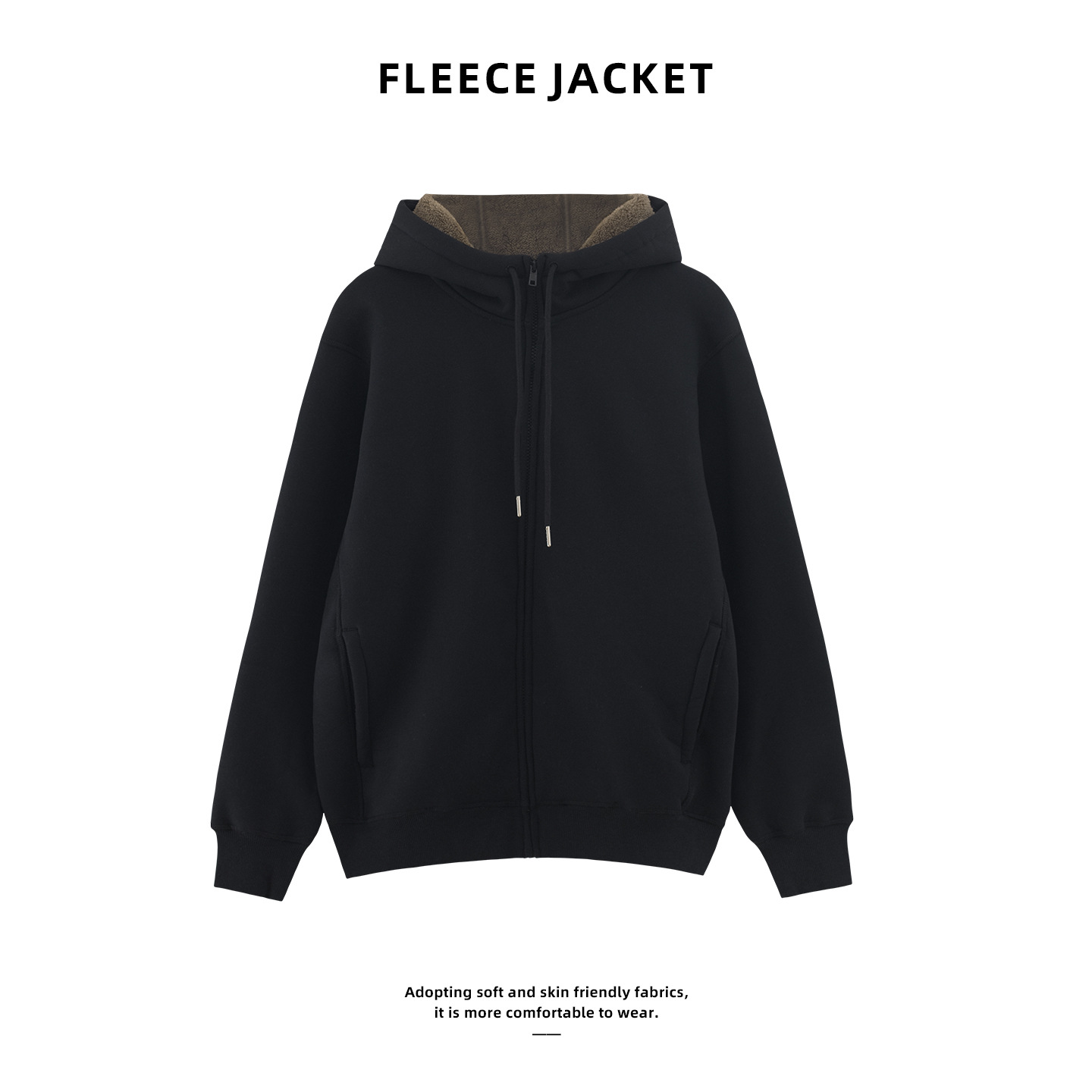 Faux lamb's wool coat, warm and thickened with fleece lining, zip-up hood, plus size cotton-padded jacket, wholesale source.