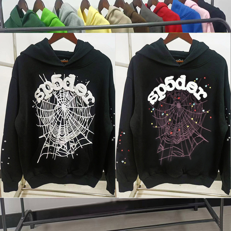 Original Export Version Heavyweight 360g Thickened Terry Sweatshirt with Foam-Printed Spider Web Hoodie Sp5D Series Special Price Original Export Version Heavyweight 360g Thickened Terry Sweatshirt with Foam-Printed Spider Web Hoodie Sp5D Series Special Price