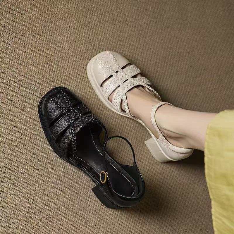 821 Chengdu Handmade Genuine Leather Special Price Women's Shoes French Style Chunky High Heel Hollow Peep-Toe Pig Cage Sandals 821 Chengdu Handmade Genuine Leather Special Price Women's Shoes French Style Chunky High Heel Hollow Peep-Toe Pig Cage Sandals
