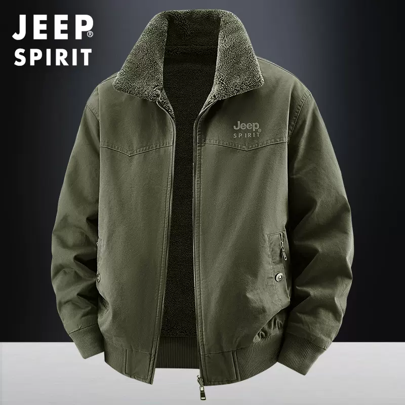 "2025秋冬新款夹克男宽松休闲加绒厚款双面穿毛领外套JPAB-2519