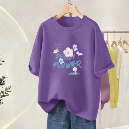 Women's Loose Fit Short Sleeve T-Shirt 100% Cotton New Style Versatile Fashion Casual Daily Commute Top Ins