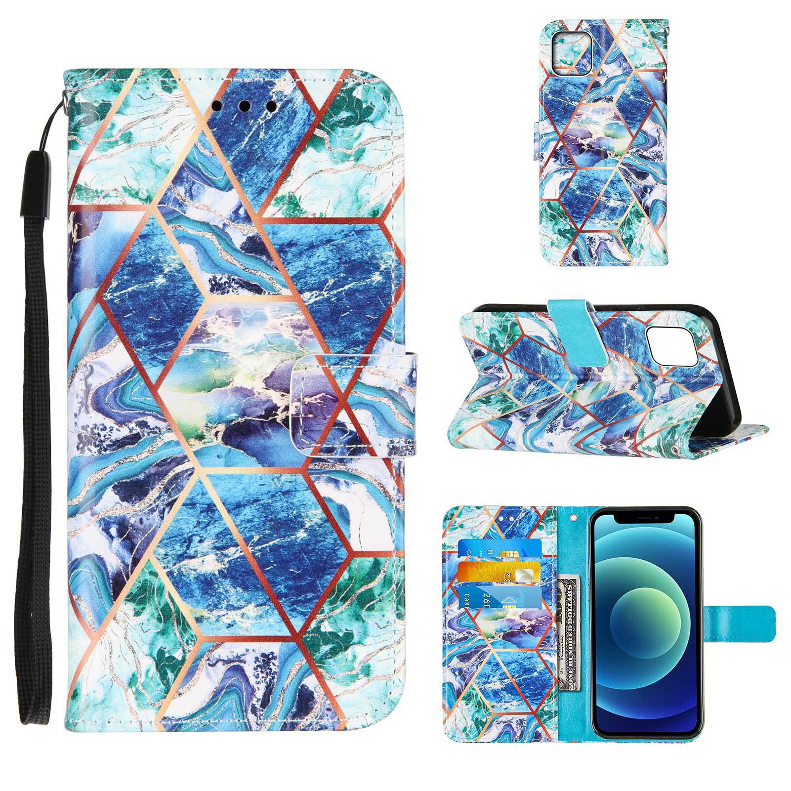 Luxury Marble Flip Phone Case For Iphone 14 Pro Max & 13 Card Holder_voghion.com