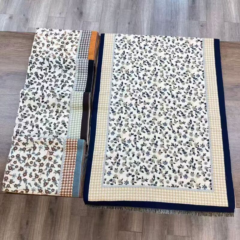 她信跨境秋冬植物印花佩斯纹利花朵图案ins风设计感围巾scarves|undefined