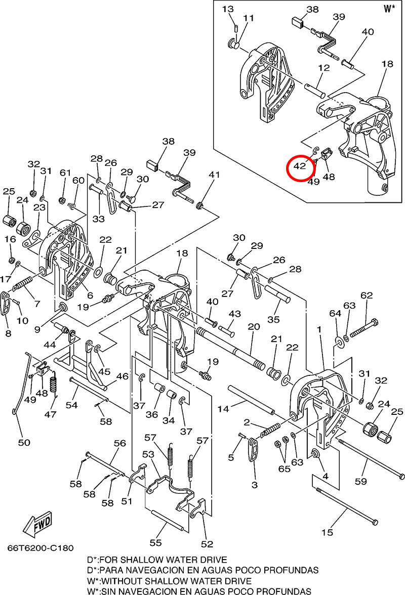 42)翟墨DEMONS舷外机船外挂机橡皮艇冲锋舟开口挡圈99080-08600