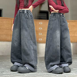 女童牛仔裤春季新款2026新款儿童洋气时髦直筒裤中大童装女孩秋季