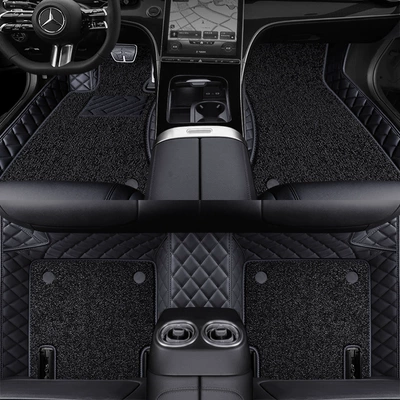 Leather All-Inclusive Floor Mats Ayaqaltılar (Kovriklər) - black-imitation-cashmere-double-layered-foot-pads
