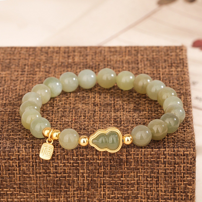 Imitation Hetian Jade Fulu Bracelet Women's Good Luck New Chinese Style Gourd Bracelet Fortune Card Pendant Zodiac Year Gift