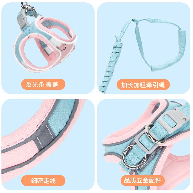 Correa de gato para mascotas lindo Estilo Chaleco correa para el pecho anti-rotura cuerda gato cadena gato especial