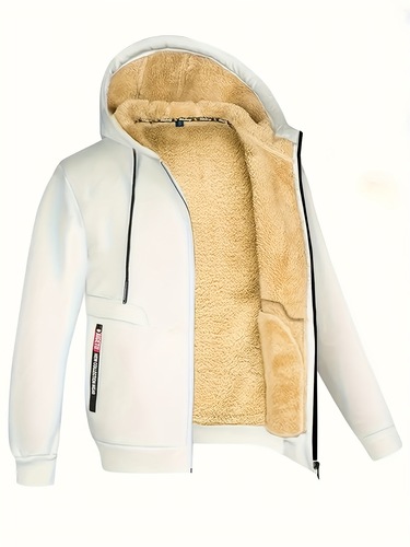 Men's Casual Fleece Zip Up Hoodie Jacket Polyester Hooded Sweatshirt
