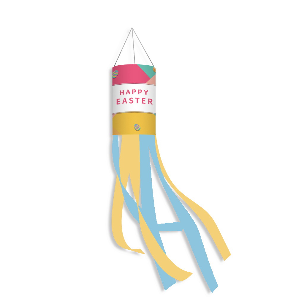 Bandera de cilindro de viento de Pascua transfronteriza nueva bandera de viento al aire libre dibujos animados creativos impresos bandera colgante decoraciones de Pascua image 13