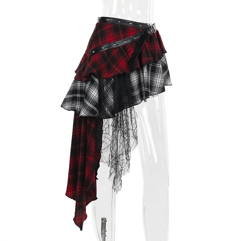 Lace Steampunk Plaid Skirt