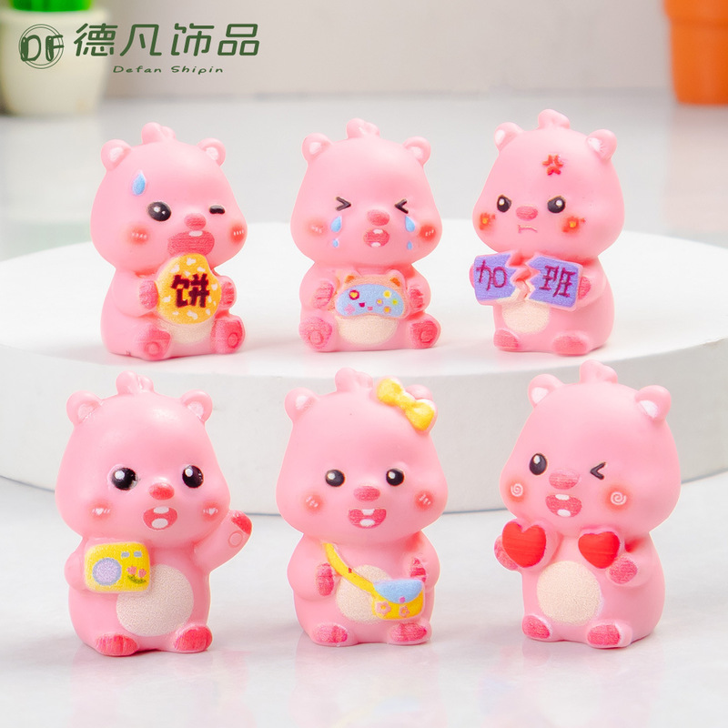 Cartoon Cute Ruby Life Series Solid Color Small Doll Resin Crafts DIY Decoration Accessories Small Ornaments