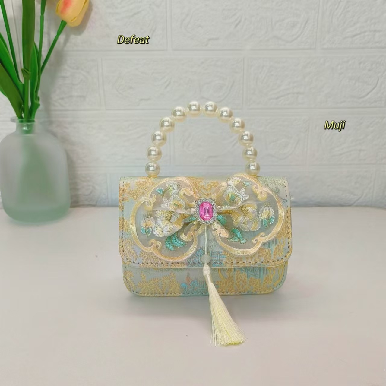 Nuevo estilo chino bolso infantil bolso de perla bolso de mano niña pequeña bolso de cambio accesorios bolso de cadena bolso de arco bolso pequeño