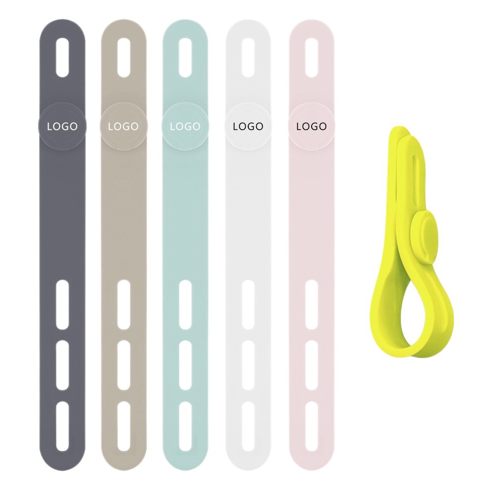 P2 ronda hebilla cinta de silicona ajustable organizador de cable de datos Cable de almacenamiento Winder Correa soporte de cable