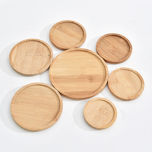 Hot Selling Succulent Flower Pot Bamboo Tray Micro Landscape Bamboo Mat Creative Potted Plant Bottom Tray Bamboo Coaster Cross-Border Wholesale Bamboo Tray