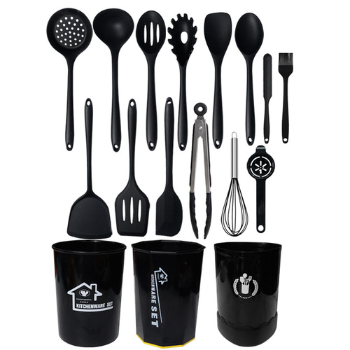 Cross-border silicone spoon and spatula set of 15 pieces non-stick pan silicone utensils food grade household silicone kitchenware wholesale