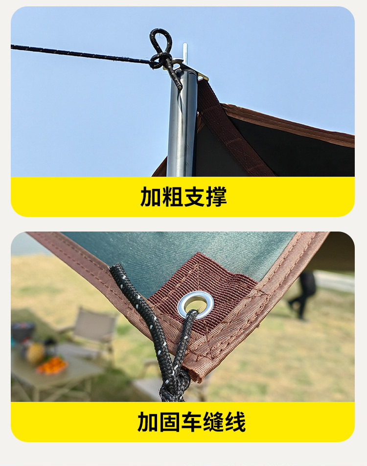 Thickened black vinyl canopy tent, portable outdoor camping picnic quick-open rainproof and sunproof sunshade canopy, no assembly required