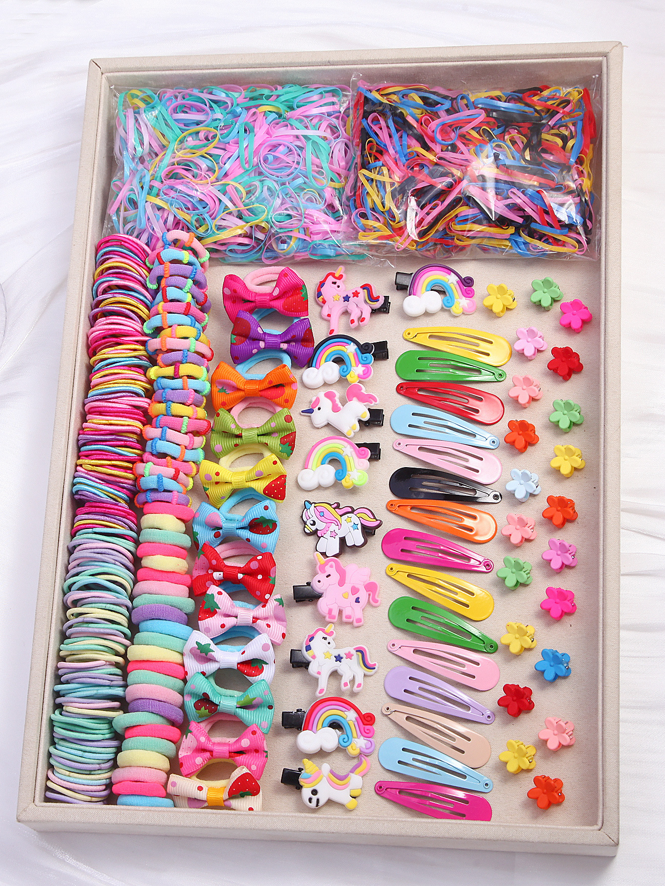 Tocado de los niños horquilla combinación traje caja de regalo banda de pelo del bebé chica clip lateral accesorios para el cabello chica princesa cuerda de pelo