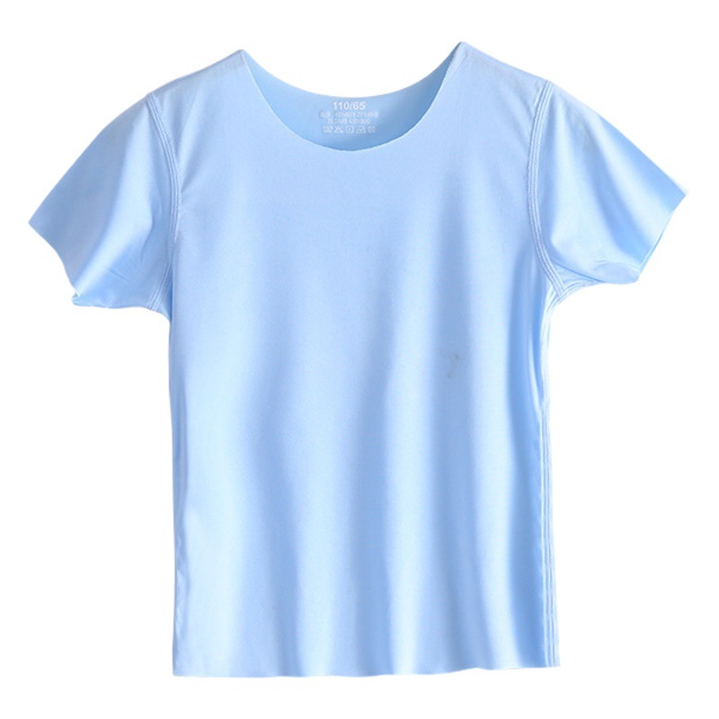 Spring and Summer Children's Ice Silk Seamless Vest Short-sleeved T-shirt Boys and Girls Middle and Big Children's All-match Half-sleeved Base Shirt Single Top