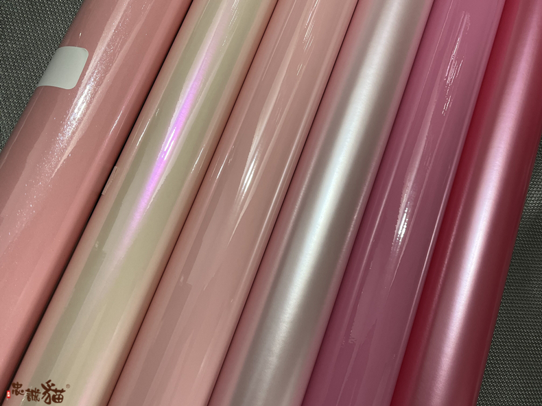 Car pink film, blush pink car body color change film, electric motorcycle ultra-bright crystal pink decorative sticker