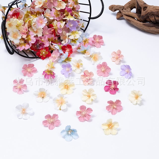 Simulated Cherry Blossom Petals Mini Silk Flower Artificial Garland Clip Accessories Home Wedding Decoration Fake Flower Head Simulated Cherry Blossom Petals Mini Silk Flower Artificial Garland Clip Accessories Home Wedding Decoration Fake Flower Head