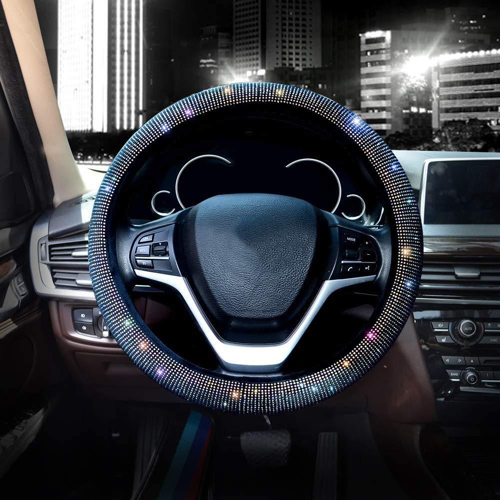 Source Factory Cross-Border Car Diamond-Studded Steering Wheel Cover with Inner Ring, Full Rhinestone Car Interior Handle Cover