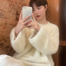 水貂绒衫女秋冬宽松洋气高级感外穿柔软软糯针织加厚海马毛毛衣女