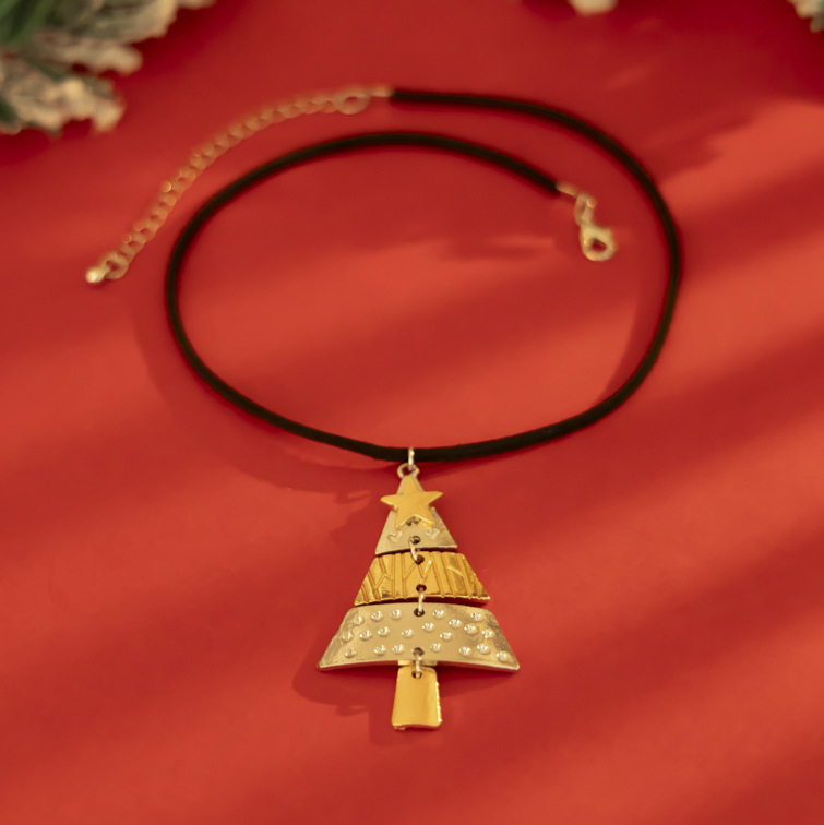 Weihnachtsbaum Anhänger Halskette Set Schmuck Geschenk Damen_voghion.com