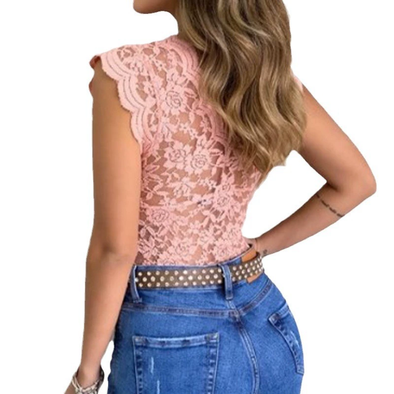 Lace T-shirt, wish, lace dress, V-neckline
