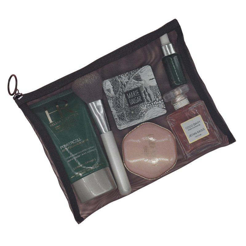Bolsa de cosméticos de malla de suministro directo de fábrica bolsa de almacenamiento de lápiz labial de viaje portátil de mujer bolsa de cosméticos de gran capacidad transparente bolsa de lavado