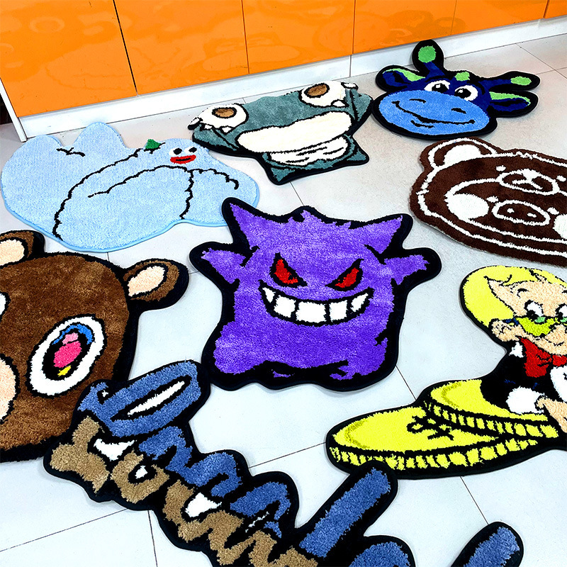 Customized Cartoon Animation Special-Shaped Carpet, Bedroom and Living Room Decoration Handmade Blanket, Bedside Creative Foot Mat, Floor Mat