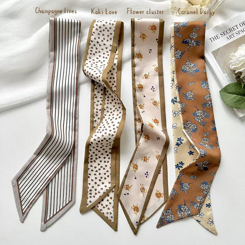 新款细窄长条小丝巾女韩版百搭高级感长条绑发绑包包装饰领巾飘带