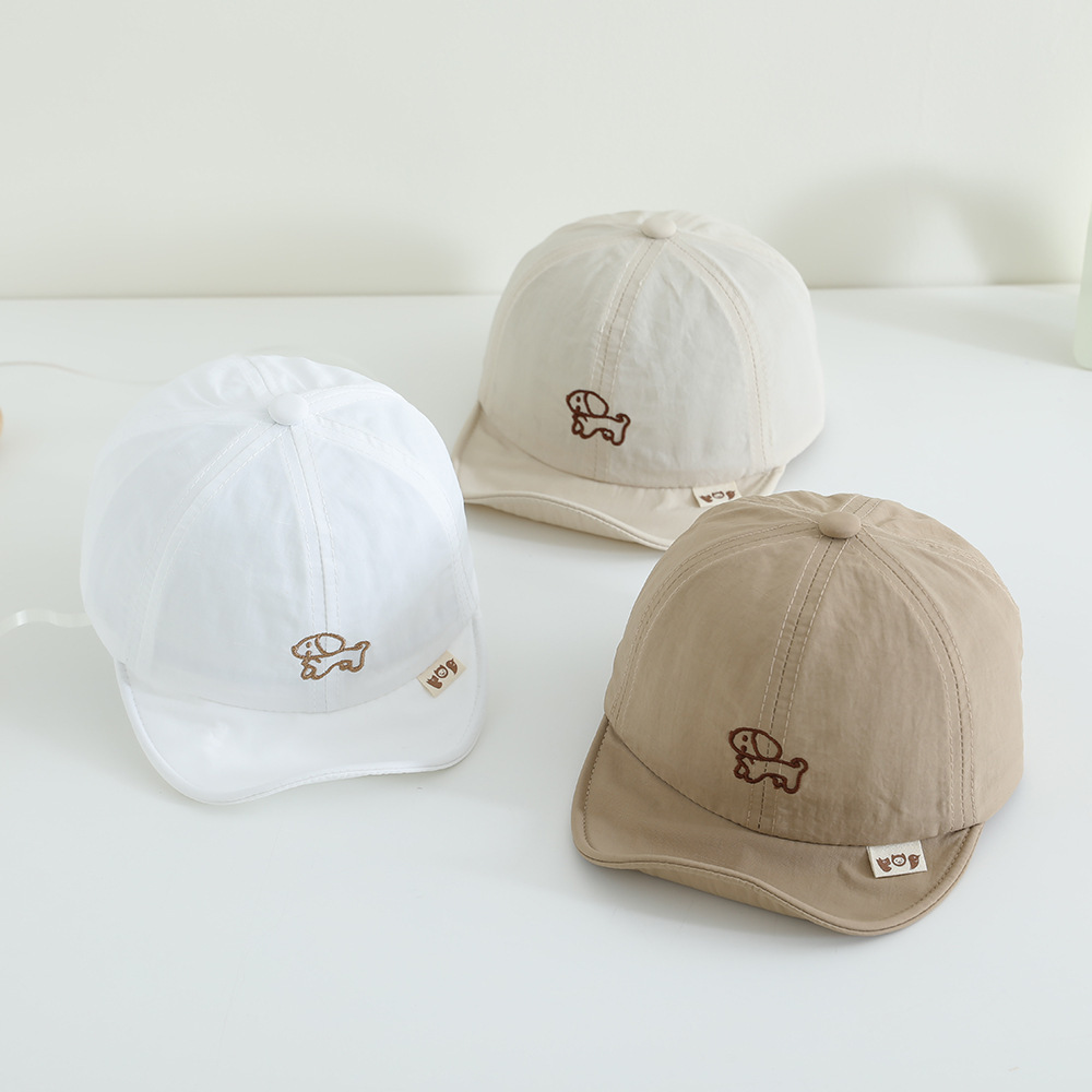 2025 sombrero para bebés primavera y otoño nuevo bordado de dibujos animados sombrero de brida suave sombrero para niños y niñas sombrero de boca de pato secado rápido