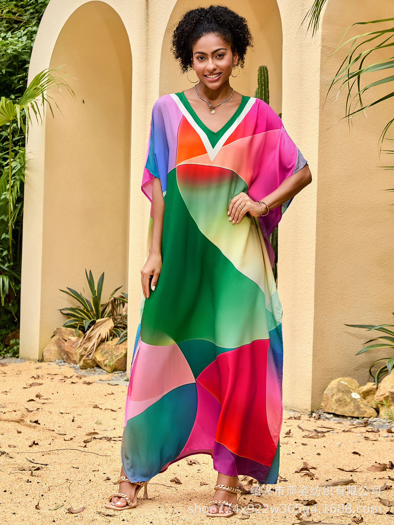 Camiseta de playa de algodón humano impresión de posicionamiento vestido de vacaciones bikini camiseta protector solar 2025 transfronterizo Amazon A056