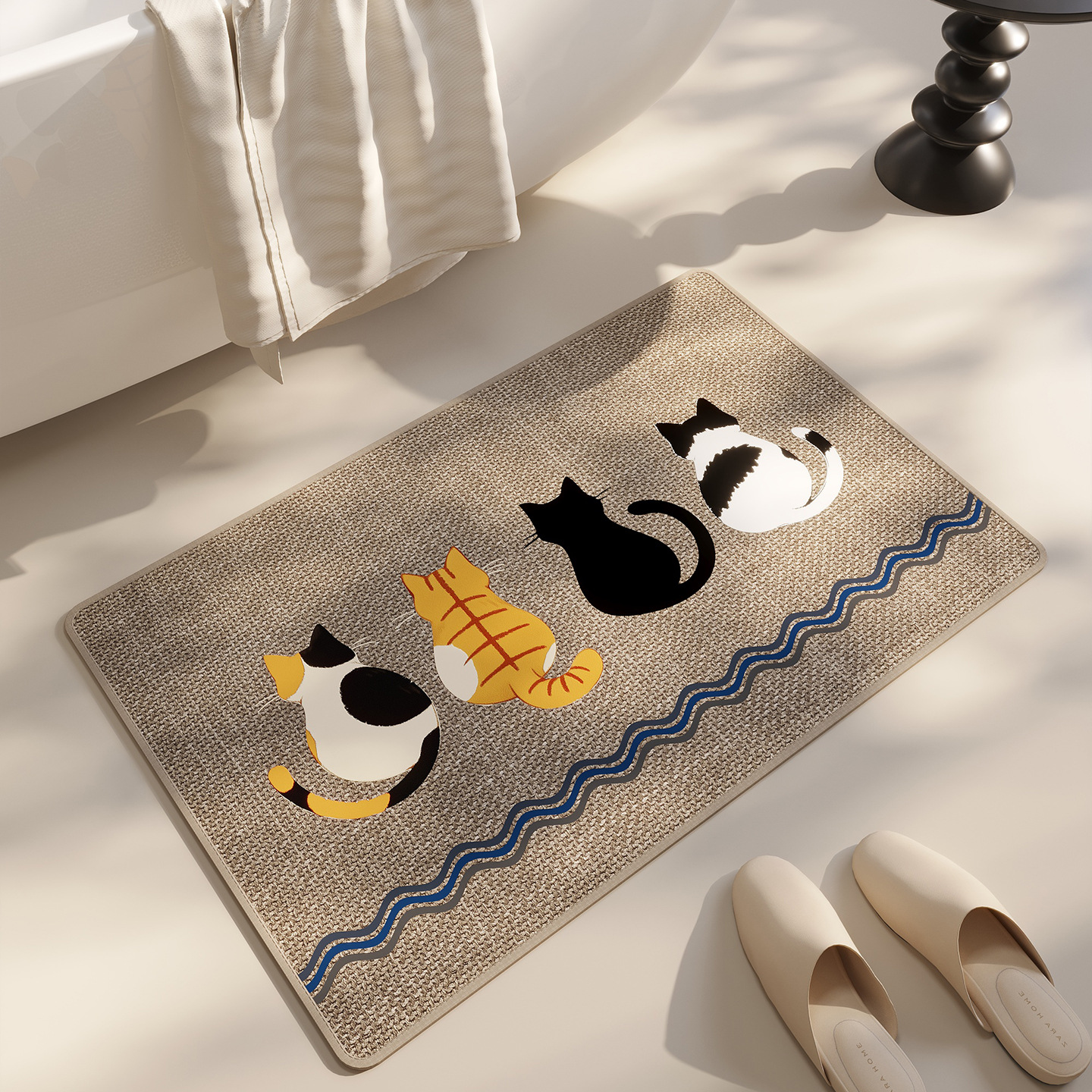 Style knitting-oatmeal-four cats / 40*60cm