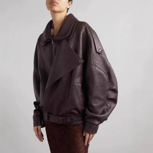Long Sleeve American Style High Street Maillard Style Vintage Distressed Craft Leather Clothes Street High Style Leather Jacket for Men and Women