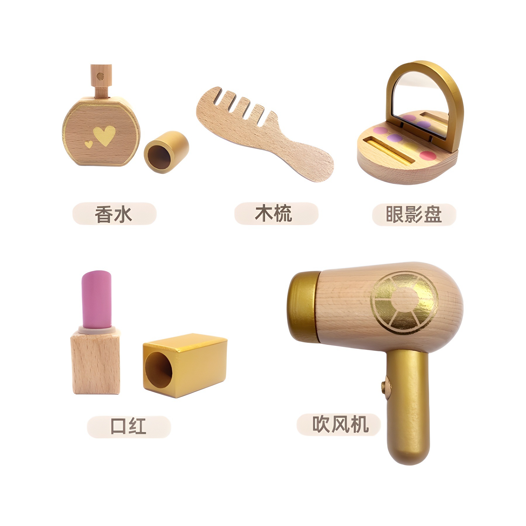 Regalo de cumpleaños para niños Juguetes de la casa para niñas Tocador de simulación de madera Juego de mesa de maquillaje de princesa