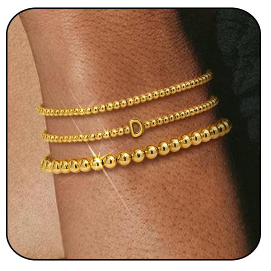 Cross-Border Popular Chain Bracelets, Stackable, Rust-Proof Bead Initial Pendant Bracelet Set, Fashionable and Versatile Style