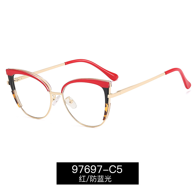 97697 transfronterizas nuevas gafas de ojo de gato Marco de moda de las mujeres en stock al por mayor miopía anti-azul luz gafas