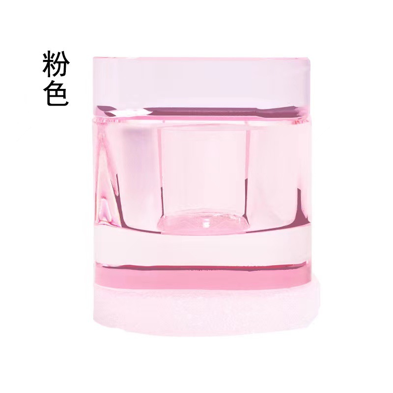 Nuevo tipo de alta calidad engrosado con tapa cuadrada taza de cristal anticolisión taza de lavado de lápiz de cristal líquido taza de manicuras