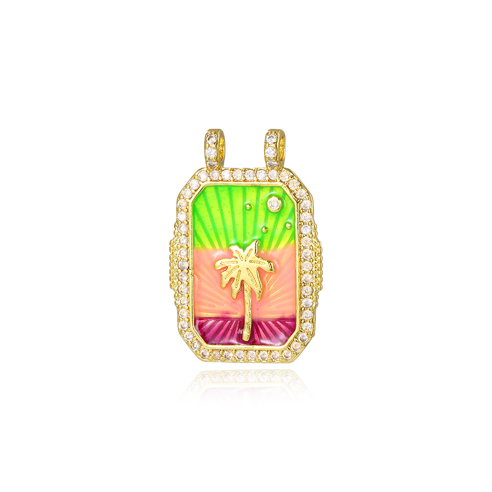 6g Weight Pendant Jewelry Making Type 18K Gold Plated Plating Material 1 Piece Quantity Daily Occasion Copper Material Rainbow, Coconut Tree, Heart Shape Pattern All Seasons Season Unisex Gender Plating Design Retro, Classic Style Style 1 Piece Copper 18K Gold Plated Rainbow Coconut Tree Heart Shape Pendant 5