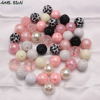 50 20mm beef pink+leopard print sewing acrylic big beads DIY mixed color mixed skewers bead combination