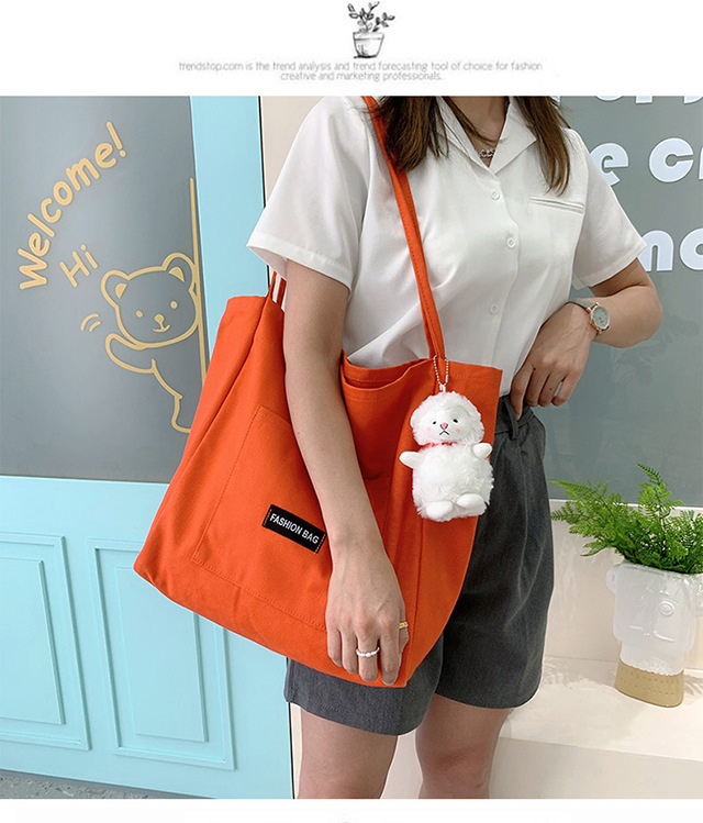 Candy-colored canvas bag, 2021 new ins bag, large-capacity tote bag, simple Korean-style single-shoulder artistic handbag undefined