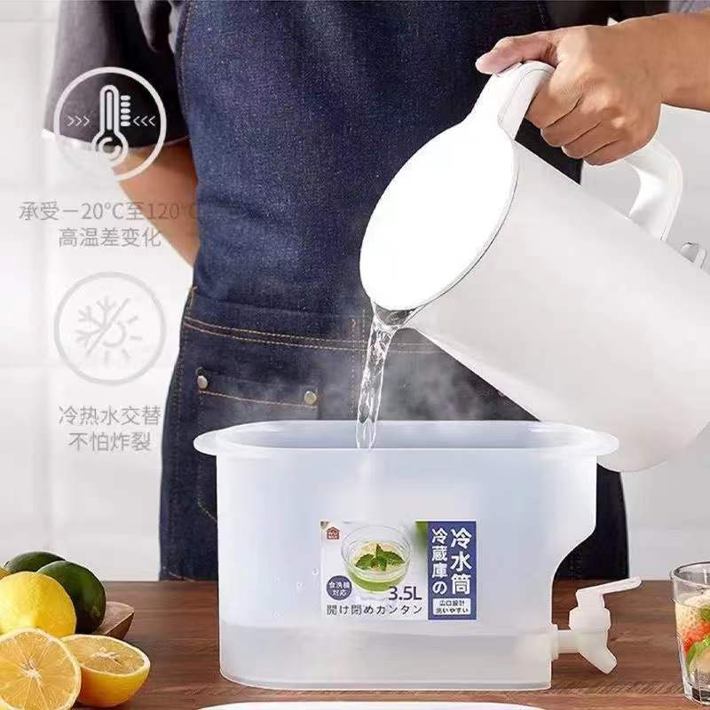 Jarra de agua fría de 3.5L para refrigerador, botella para preparar bebidas frías con limón, tetera para agua helada con grifo, jarra de agua fría para preparar bebidas frías y enfriar.