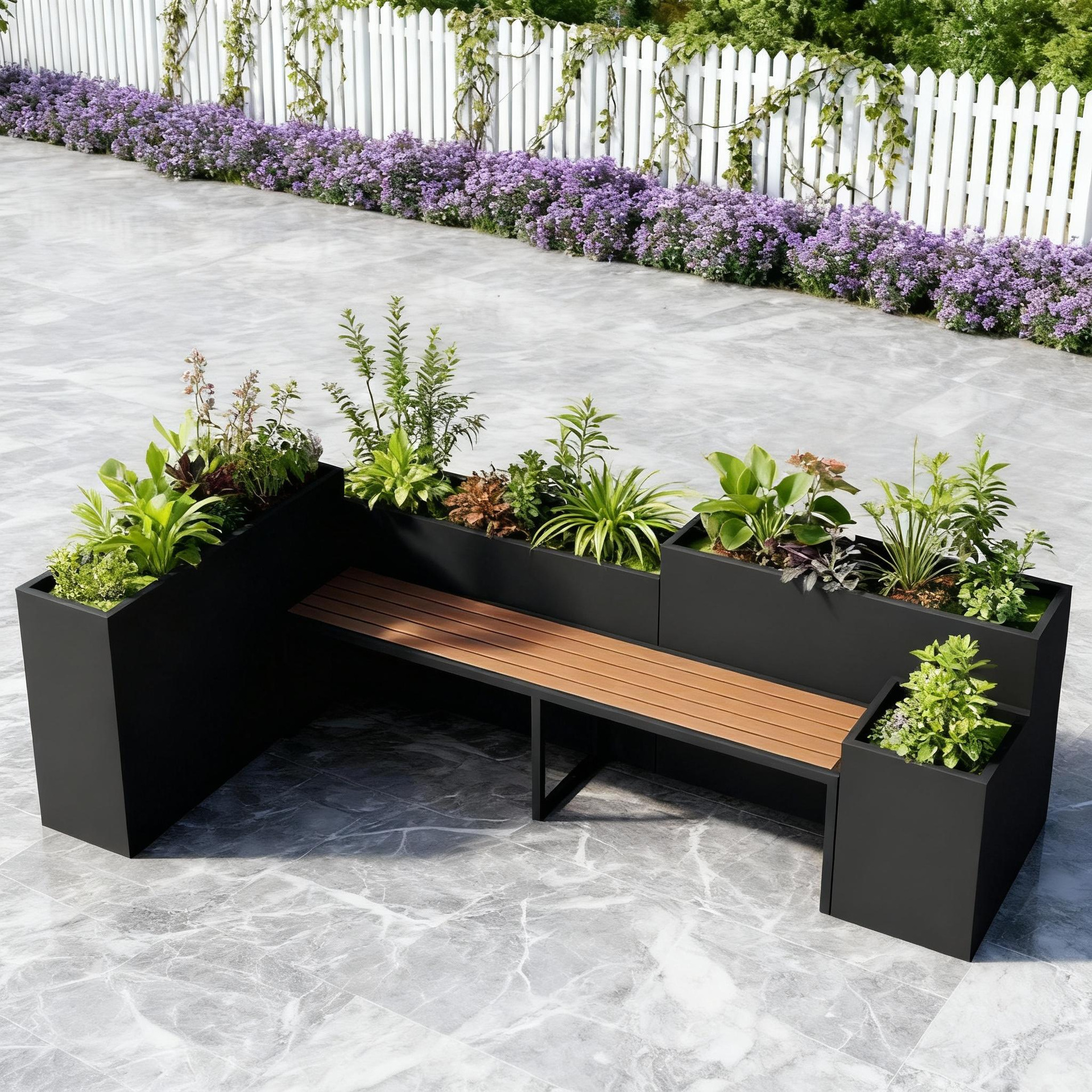 屋外ステンレス鋼フラワーボックスバルコニー植栽ボックス広場商業街長方形花壇鉄製完成品フラワーチャンネル