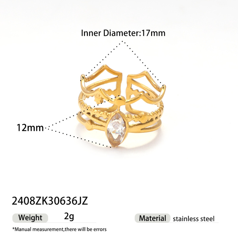 Anillo de acero inoxidable de Tayna Europa y América de lujo ligero nicho de moda personalidad anillo de incrustación de zircon blanco para mujeres no se desvanece