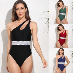 New European and American-style one-shoulder strap one-piece swimsuit for women — wholesale bikini swimwear